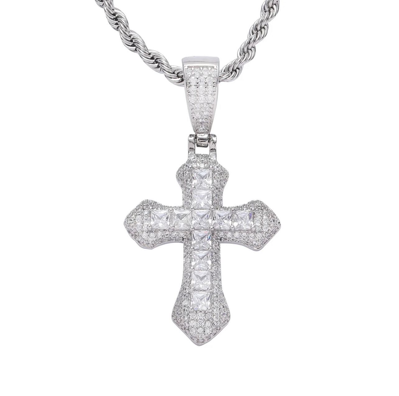 B&E Iced Cross Necklace