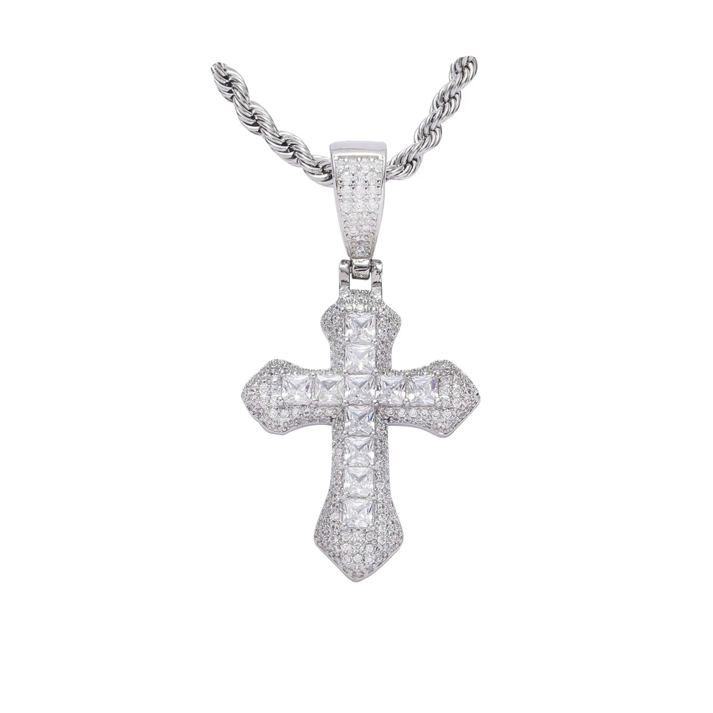 B&E Iced Cross Necklace